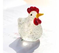 Presse-papier en verre mignon en forme de coq en cristal - Décoration d'intérieur - Fengshui - Pour bureau, table et chambre (blanc)