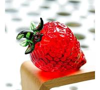 Presse-papier en verre pour décoration de table ou de bureau Motif fraises rouges