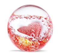 Presse-papier en verre soufflé à la main en forme de cœur rouge pour cadeau d'anniversaire, décoration d'intérieur, objet de collection, décoration de bureau.