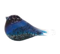 Presse-Papier Oiseau En Verre Bleu Et Blanc Pailleté