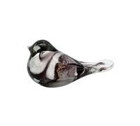 Presse-Papier Oiseau En Verre Marbré Blanc Et Aubergine