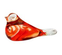Presse-Papier Oiseau En Verre Orange Décoratif Fait Main ¿ 15 Cm
