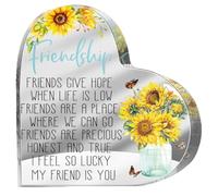 Presse-papier souvenir en acrylique en forme de cœur pour la maison, le bureau, une étagère de table (tournesol)