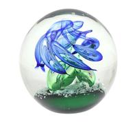 Presse papier Sulfure Boule en Verre de 9cm Décoration fond Marin couleur Bleu Ver