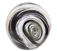 Presse-Papier Sulfure en Verre Rond Boule 10cm Design Spirale Noir et Transparent Cadeau Déco Bureau