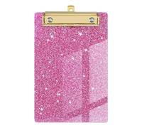 Presse-papiers à paillettes, organiseur de papier, avec Clip doré à profil bas, dossier de Menu, mémo Flash, dossier de fichiers(Pink)