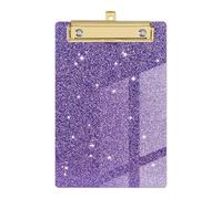 Presse-papiers à paillettes, organiseur de papier, avec Clip doré à profil bas, dossier de Menu, mémo Flash, dossier de fichiers(Purple)