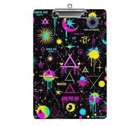 Presse-papiers en acrylique pour femme avec pince discrète, fournitures de bureau, accessoires, magique, lumineux, alchimique, cosmique, gothique, trippant, violet, soleil, lune, art, sorcellerie