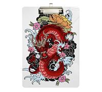 Presse-papiers en acrylique Tattoo The Old Dragon, format A4, format lettre, presse-papiers standard, presse-papiers argenté, idéal pour les étudiants, le bureau, l'école et les infirmières, 31,8 x 21