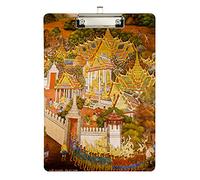 Presse-papiers en acrylique Wat Phra Kaew Bangkok, format A4, format lettre, presse-papiers standard, presse-papiers argenté, idéal pour les étudiants, le bureau, l'école et les infirmières, 31,8 x 21