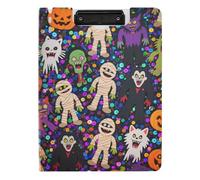Presse-papiers Halloween Citrouille Zombie A4 Porte-bloc Folio 2 clips métalliques Porte-stylo École avec couverture