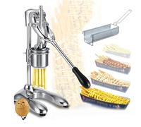 Presse-pommes de terre manuel pour frites maison - 16 trous avec panier assorti pour des tranches de pommes de terre parfaitement frites