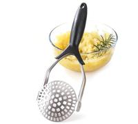 Presse-pommes de terre manuelle en acier inoxydable ergonomique | Purée de pommes de terre et de haricots Ustensiles de purée de légumes Avocat Haricots Citrouille Carottes Préparation de la