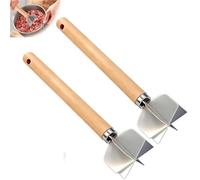 Presse-purée de bœuf haché en acier inoxydable, presse-purée à 6 lames avec manche en bois for Kit(2pc)