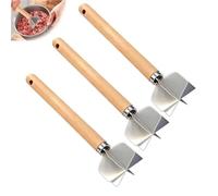 Presse-purée de bœuf haché en acier inoxydable, presse-purée à 6 lames avec manche en bois for Kit(3pc)