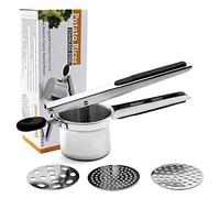 Presse-Purée en Acier Inoxydable, Presse à Pommes de Terre avec 3 Disques Interchangeables, Presse Spaetzle pour Purée