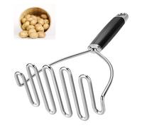Presse-purée grand et robuste en acier inoxydable - Outil de cuisine professionnel pour haricots, avocats, légumes - 26 cm (argent)