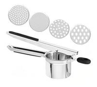 Presse-Purée Manuel - Écrase-Pommes de Terre en Acier Inoxydable, 4 Disques Interchangeables, Poignée Ergonomique Antidérapante, Facile à Nettoyer, Idéal pour Purée