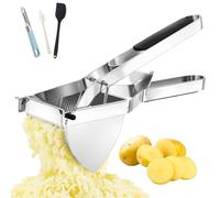 Presse-Purée Manuel en Acier Inoxydable, Grande Capacité & Manche Ergonomique en Silicone, Presse-Légumes Professionnel pour Purées Lisses, Gnocchis & Repas Bébé, Robuste & Lavable au Lave-Vaisselle