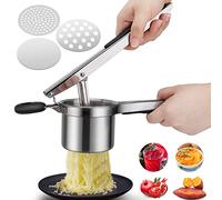 Presse Purée Polyvalent Manuelle Pressem Acier Inoxydable Écrase Purée avec 3 Disques Interchangeables pour La Purée de Pommes de Terre Jus Presser Le Citron