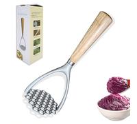 Presse-purée robuste en alliage d'aluminium avec poignée en bois antidérapante, parfait pour écraser les légumes-racines, les haricots, les avocats, les fruits, la viande et les noix