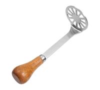 Presse-purée - Ustensile de cuisine | Presse-purée de 14,5 cm avec poignée ergonomique en bois et tête en acier inoxydable, ustensile domestique léger pour préparation de légumes, fruits
