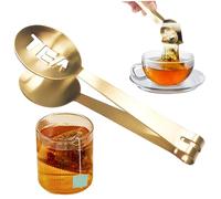 Presse-sachets de thé pince à thé dorée cuillère à sachets de thé en acier inoxydable pince ronde pour filtre à thé support de passoire à thé pince pour perdre les feuilles saisir des glaçons pin