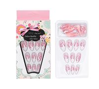 Presse sur les Ongles, 24 Pièces Femmes Filles Exquis Faux Ongles Presse sur les Ongles Courte Pointe Française Presse sur les Ongles Couverture Complète à la Mode Faux Ongles