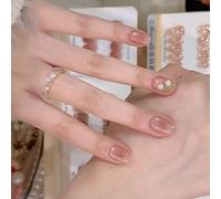 Presse Sur Les Ongles Carré Faux Avec Des Dessins De Fleurs Yeux De Chat Brillant Bâton Sur Colles Sur Acrylique Pour Les Femmes Chats Oeil Presse Sur L'ongle