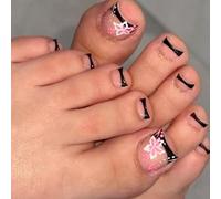 Presse Sur Les Ongles Courts Carrés Faux D'orteil Conseils Français Ongle D'orteil Bâton Sur Pour Femmes 24 Pièces En 12 Tailles Conseils Français Avec Design