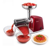 Presse Tomate Électrique 800 W Max., 40 kg/h-VEVOR-4 Cônes Filtres, Rouge, Épépineuse pour Confiture de Fruits, Purées, Salsa