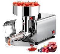 Presse-tomates électrique commerciale, machine à sauce en acier inoxydable 450 W avec grand entonnoir, presse-aliments et moulin pour fabriquer de la pâte de tomate, de la confiture et de la purée