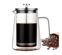 Presses à café - Bouilloire en acier inoxydable à double paroi en verre isolé, brasseur manuel de style français, conception de rétention de chaleur, machine à boissons portable | Solution d'