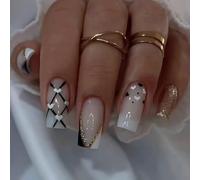 Presses À Ongles En Forme De V 24 Pièces Et Blanc Pointe Française Cœur D'amour Avec Finition En Perles ABS Pour Fêtes