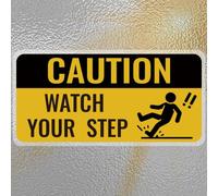 PRESSINART 10Pcs Autocollant Attention Marche 4 x 2 Pouces Panneau Avertissement Sécurité Auto-adhésif Imperméable PVC Vinyle Signalisation pour Intérieur Extérieur Maison Bureau Sol Mouillé