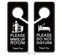 PRESSINART 2 pièces 2 Styles s'il Vous Plaît Ne Pas Déranger Signe en PVC Double Face Durable de 9 x 4 Pouces Panneau de Porte Noir 'Ne Pas Déranger' pour Chambre à Coucher Maison Hôtel Motel Maison