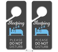 PRESSINART 2Pcs Panneau Ne Pas Déranger Dormir Plaque De Porte Noire Rectangulaire PVC Double Face pour Bureau Maison Sieste Salle De Bain Hôtel Hôpital Décoration 9 x 4 Pouces