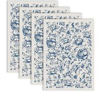 PRESSINART 4 Feuilles de Transfert en Céramique avec des Fleurs 21 x 15 Pouces Motifs Floraux Bleus Idéales pour Les Décors en Céramique Les Décors sous Émail Les Feuilles de Glaçure à Eau pour Les