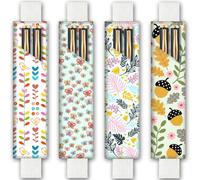 PRESSINART 4 pièces 4 Styles Porte Stylo Élastique 7.9 x 1.8 Pouces Pochette à Crayons pour Livres Feuilles Papillons Pommes de Pin Design Bande Ajustable Étui à Stylo en Cuir pour Journal Bible