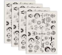 PRESSINART 4 Pièces Transferts sous-Émail Poterie Céramique Thème Tarot Feuilles Décalques Glissant Porcelaine pour Poterie Argile Émail Décoration Fournitures Art Céramique DIY 21 x 15 Pouces