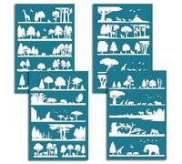PRESSINART 4Pcs Pochoirs Sérigraphie Arbre 4 Styles en Nylon Réutilisables Motif Forêt Sapin Animal Pochoirs d'impression pour Argile Polymère Tissu Bois Bijoux Artisanat Décoration Et Projets DIY
