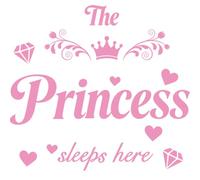 PRESSINART Autocollant Mural de Couronne de Princesse Design de Couronne Rose avec Diamants de 11.8 x 31.5 Pouce Décalques Muraux la Belle au Bois Dormant à Coller et à Enlever Auto Adhésifs