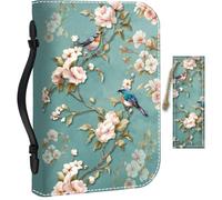 PRESSINART Étui de Bible pour Oiseaux 11.2 x 8 x 2.3 Pouce en Cuir Floral Imperméable PU Durable Housse de Livre Protectrice en Cuir Imitation avec Marque Pages Poignée Fermeture Éclair Sacs de