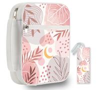 PRESSINART Housse de Protection pour Bible Bohème de 12 x 8.7 pouce Motif Feuille Rectangle en Polyester Durable avec Poche Marque Pages Poignée Fermeture Éclair Sac de Transport pour Cadeaux Chrétien