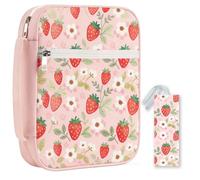 PRESSINART Housse de Protection pour Bible en Polyester Durable avec Motif Floral et Poche Signets Poignée Fermeture Éclair et Sac de Transport pour Cadeaux Chrétiens Convient aux Bibles