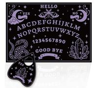 PRESSINART Jeu de Planche de Spiritisme avec Planchette en Forme de Cœur de Taille A4 Planche de Radiesthésie avec Pendule Serpent Papillon de Nuit Motif en Cristal en Bois Violet Ensemble D'Outils