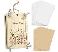 PRESSINART Kit de Fleurs Pressées Presse à Fleurs en Bois 2.5 x 3.9 Pouces 4 Couches Motif Papillon et Fleurs Sauvages Outils de Création DIY pour Bouquet Marque-Page Cadre Mariage Préservation