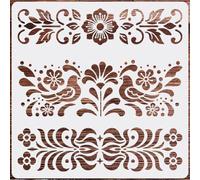 PRESSINART Modèle d'art Populaire Réutilisable de 12 x 12 Pouce pour Dessiner Bricolage Décoration Intérieure Bordure de Pochoir de Fleur Mexicaine pour Mur en Bois Sol Meubles Art Conception Traçage