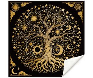 PRESSINART Nappe Carte Tarot Nappe Divination Arbre de Vie Noir Doré Velours Carré 19.69 Pouce Tapis Altar pour Sorcellerie Rituel Spirituel Astrologie Méditation Outils Accessoires Décor