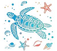 PRESSINART Pochoir Mural Tortue 12 x 12 Pouces Réutilisable pour Dessin DIY Artisanat Décor Maison, Modèle Animal Marin pour Bois Mur Sol Verre Meuble Design Artistique Scrapbooking Créatif